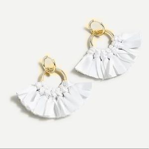 J. Crew white fabric fan earrings